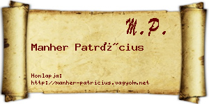Manher Patrícius névjegykártya